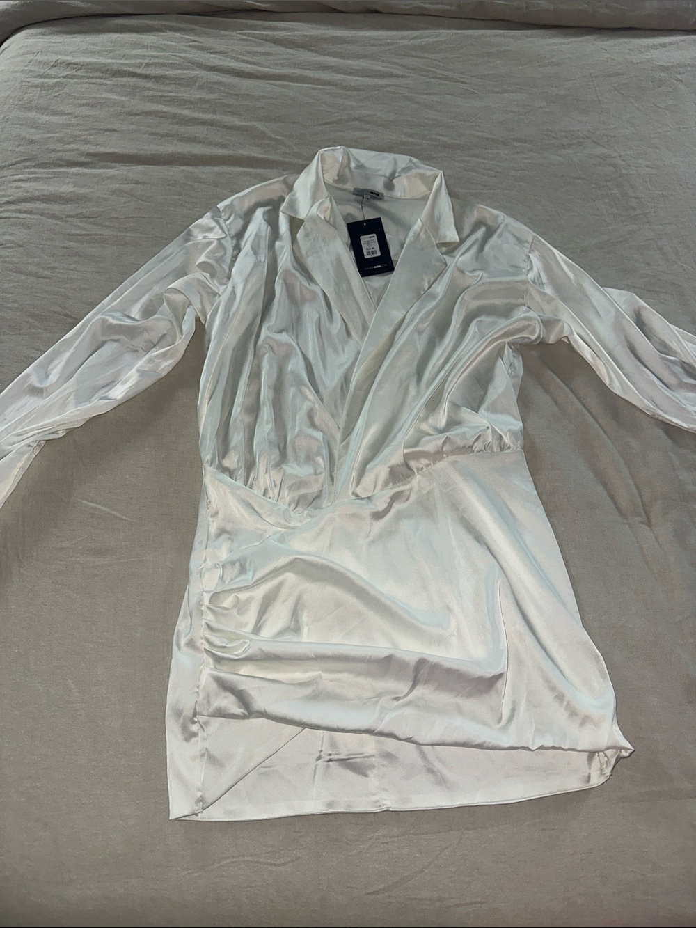 Fashion Nova White Satin Slip Mini Dress